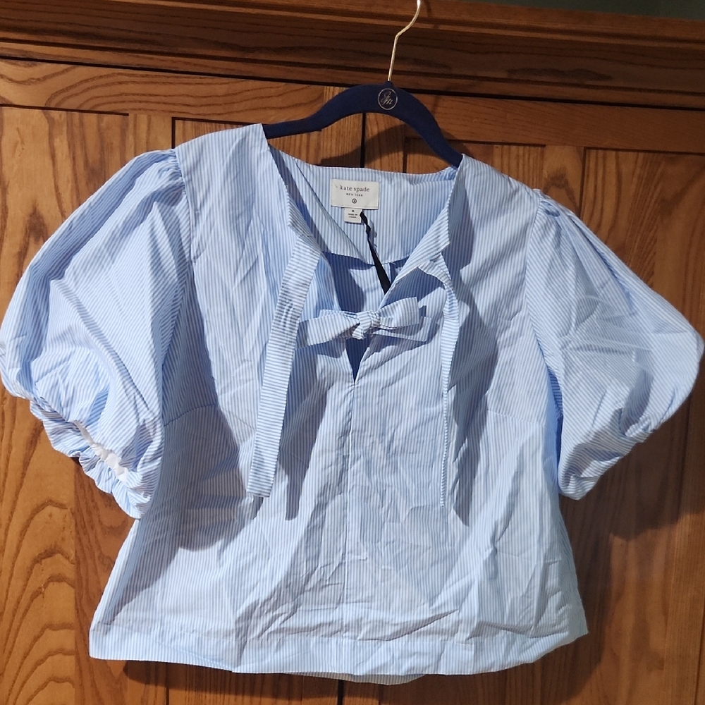 kate spade Light Blue Puff Sleeve Blouse